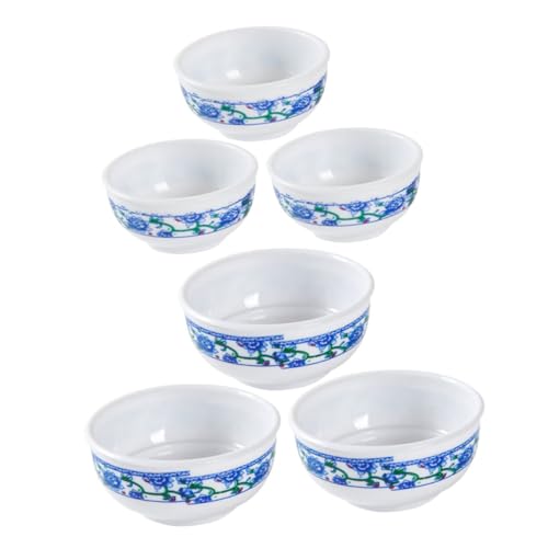 PERSELOSO 6 Stück Nachgeahmte Blau-weiße Porzellanschale Puppe Mini Maschine Besteck Winzige Schalen Plastik PERSELOSO 6 Stück Nachgeahmte Blau-weiße Porzellanschale Puppe Mini Maschine Besteck Winzige Schalen Plastik von PERSELOSO