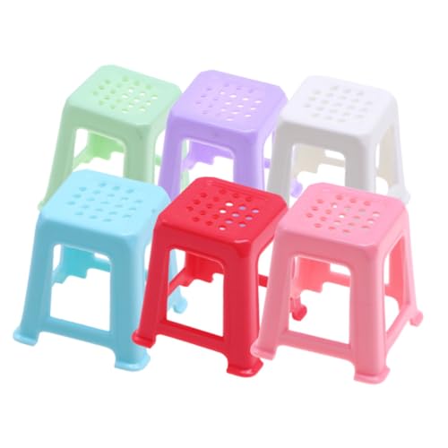 PERSELOSO 6 Stück Puppenhaus Hocker Puppenhaus Miniatur Mädchen Möblierung Bausätze Tür Möbel Figur Kleines Puppenhaus Ding Miniaturen Häuser Hochstuhl Hocker-Modell Plastik von PERSELOSO