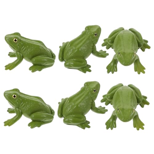 PERSELOSO 6 Stück Teiliges Froschfiguren aus Kunststoff mit Soundfunktion Realistische Miniatur Frosch Modelle als Lernspielzeug für Pädagogische Tierfiguren zur Kognitiven und Deko von PERSELOSO