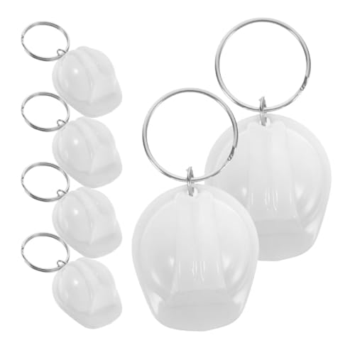 PERSELOSO 6 Stück Teiliges Mini Bauhelm Schlüsselanhänger Weiß Leichter Helm Anhänger für Männer Vielseitiger Taschen Schlüsselanhänger Kreatives für Bauarbeiter und Partys von PERSELOSO