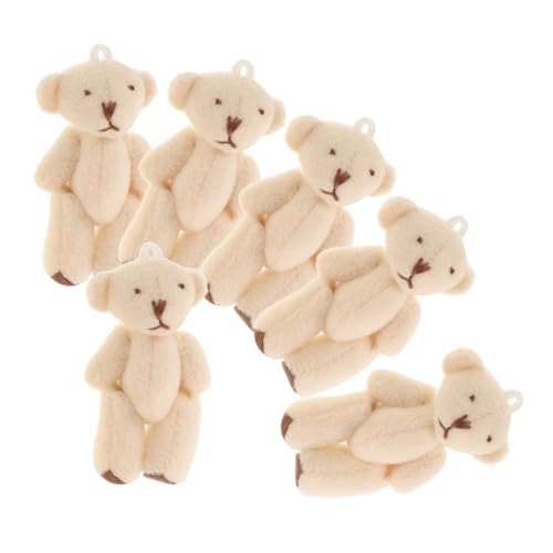 PERSELOSO 6 Stück Teiliges Mini Plüschbären mit Beweglichen Gelenken Weiche Kuscheltier Dekoration für Sammler und Kreative Spielideen Kleine Stofftiere in Beige Vielseitig als von PERSELOSO