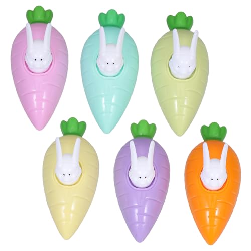 PERSELOSO 6 Stück Teiliges Osterhasen Karotten Aufziehspielzeug für Kleinkinder Kleine Cartoon Rückziehautos Bunten Farben Langlebige Friktionsfahrzeuge für Ostergeschenke und Familienzeit von PERSELOSO