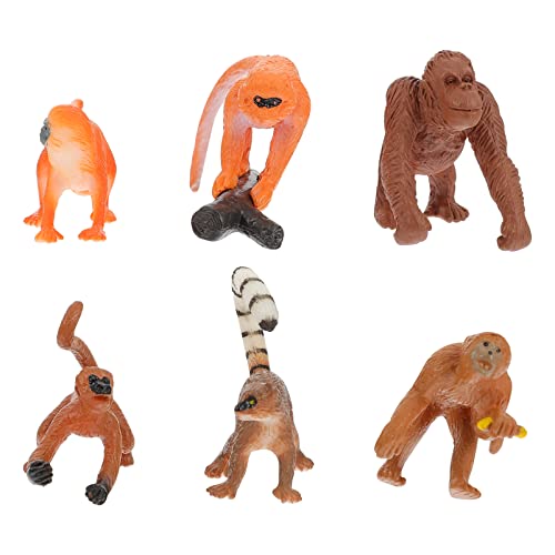 PERSELOSO 6 Stück Teiliges Simulationsmodelle Affenfiguren Langlebige Dekoration für Tiermodelle zur Lernförderung für Zuhause und Büro von PERSELOSO