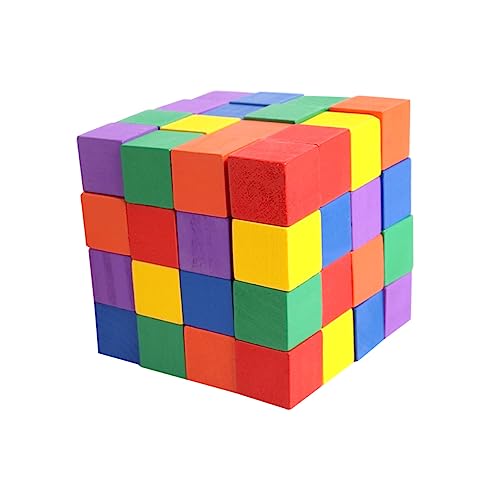 PERSELOSO 60 Stück Bunte Holzbausteine Geometrische Lernspielzeuge für Natürlichem Holz Fördert Kreativität Hand Augen Koordination und Eltern Interaktion von PERSELOSO