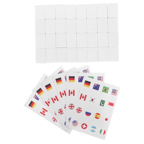 PERSELOSO 65 Stück Teiliges Mahjong mit Flaggenmuster für Familienunterhaltung und Outdoor Treffen Robuste Kunststoffspielsteine für Fröhliche Frühlingspicknicks und Gesellige Runden von PERSELOSO