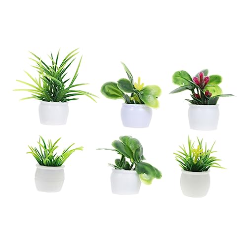 PERSELOSO 6St künstliche Grünpflanzen Miniaturtöpfe Miniatur-Dinge Anlage Miniaturen Häuser kunstpflanze kunstplflanze Miniatur-Pflanzenfigur lebensechter Miniatur-Bonsai Plastik Green von PERSELOSO