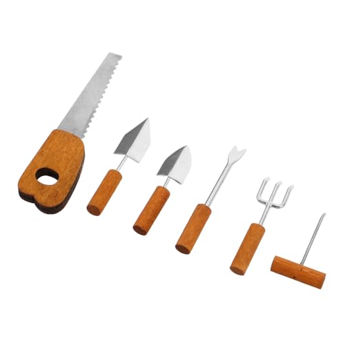 PERSELOSO 6er Set Simulierte Landwirtschaftliche Werkzeuge Gartendeko Selber Machen Puppenhaus-mikrolandschaft Mini-hausbausatz Puppenhaus-gartendekoration Mini-gartendekorationen Legierung von PERSELOSO