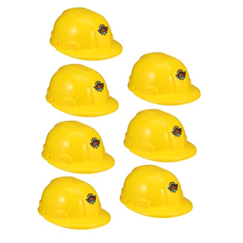 PERSELOSO 7 Stück Simulations Helm Kahle Kappe Geburtstagshut Kinderwerkzeuge Kappen Kinderhüte Kleinkind Mütze Kindermütze Trucker-kappe Perückenkappe Verrückter Hut Zylinder Yellow Plastik von PERSELOSO