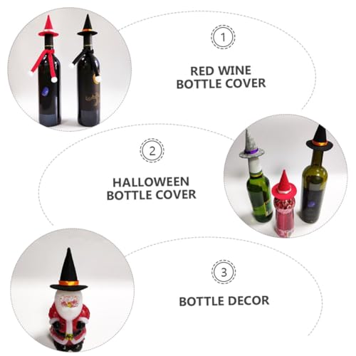 PERSELOSO 9 Stück Teiliges Mini Hexenhut Flaschenhüllen Halloween Weinflaschen Schwarz Rot Partydeko für Halloween und Festlichkeiten PERSELOSO 9 Stück Teiliges Mini Hexenhut Flaschenhüllen Halloween Weinflaschen Schwarz Rot Partydeko für Halloween und Festlichkeiten von PERSELOSO