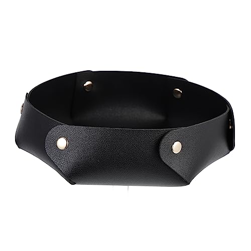 PERSELOSO Ablagefach aus Leder cd aufbewahrung Faltbare aufbewahrungsboxen schlüsselaufbewahrumg Spielzimmerdekoration swor Falten Desktop-Ablagefach Schreibtischablage Pu Black von PERSELOSO