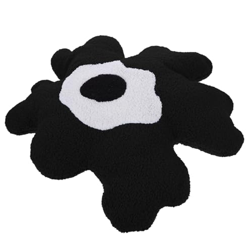 PERSELOSO Blumen Kissen Plüsch Blütenkissen Für Wohnzimmer Schlafzimmer Und Büro Schwarzes Blumen Cartoon Design Und Bequem Als Dekokissen von PERSELOSO