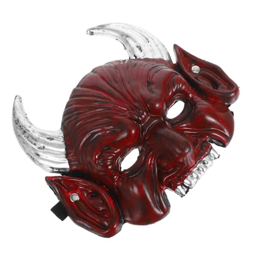 PERSELOSO Dämonenmaske Hörnern Gruselige Halloween Halbmaske für Cosplay Kostümpartys und Rollenspiele Unheimliches Teufelsdesign für Erwachsene von PERSELOSO