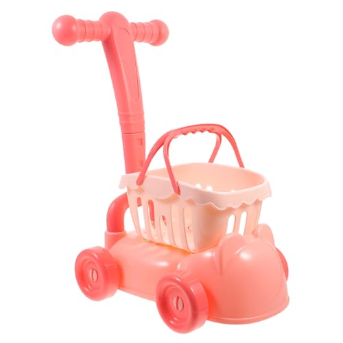 PERSELOSO Einkaufswagen für Mädchen Rollenspielzeug aus Realistische Einkaufskorb für Spielküchen und Supermarkt Szenarien Pinke von PERSELOSO