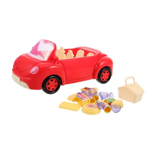 PERSELOSO Familien Picknick Set mit Miniatur Essgeschirr und Spielzeuglebensmitteln für Kreatives Rollenspiel für Kleinkinder im Cabrio Design Rot PERSELOSO Familien Picknick Set mit Miniatur Essgeschirr und Spielzeuglebensmitteln für Kreatives Rollenspiel für Kleinkinder im Cabrio Design Rot von PERSELOSO