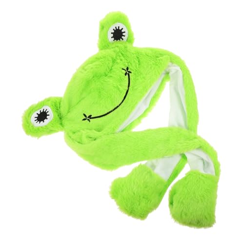 PERSELOSO Flauschiger Frosch Hut mit Beweglichen Ohren Lustige Tiermütze für Cosplay Partys und Feiertage für Erwachsene und Perfektes Accessoire für Kostümpartys und von PERSELOSO
