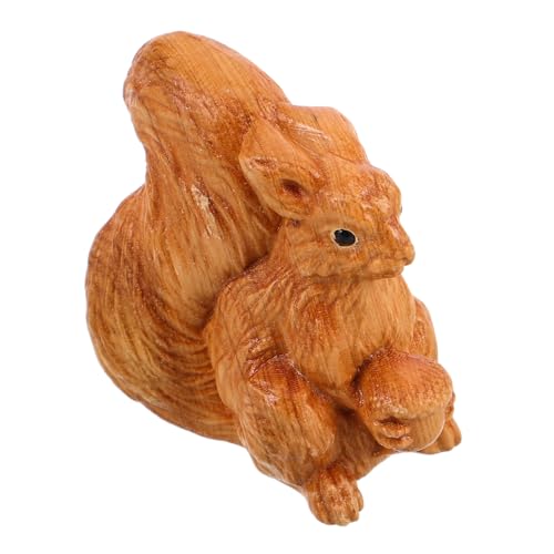 PERSELOSO Holzschneide Holzgeschnitztes Tierhandwerk Tier-holzschnitzerei-Dekoration Eichhörnchendekorationsmodell Sammelbare Tierfigur Aus Holz Tierische Holzdekoration Hölzern Light Brown von PERSELOSO