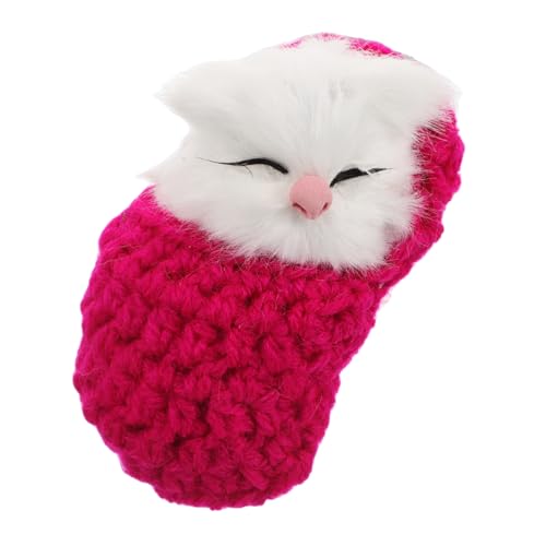 PERSELOSO Kuschelweiche Mini Katzen Spielzeuge mit Sound Flauschige Deko für Kinderzimmer Rosa Schlaftier in Schuhform Dekoration für Mädchen von PERSELOSO