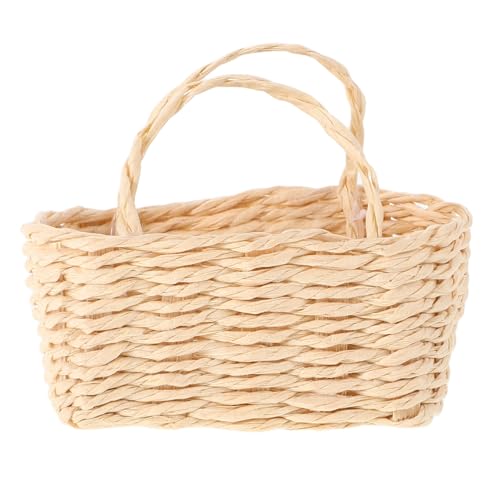 PERSELOSO Mini-Aufbewahrung skorb Mini Korb puppenhaus deko einkaufskorb Mini Korb Körbe Puppenhauszubehör puppenhaus wäschekorb Kleiner Weidenkorb Bast Beige von PERSELOSO