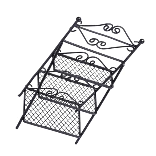 PERSELOSO Mini Blumen Ständer Mini-hausblumentopfständer Puppenmöbel Mini- -mini-möbel Mini-hausregal-Modell Mini Möbelmodelle Modell Mini-blumenständer Mini House Accessory Eisen Black von PERSELOSO