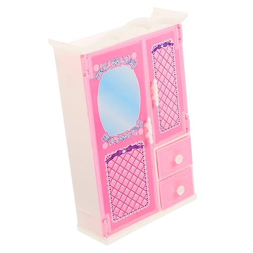 PERSELOSO Mini Kleiderschrank Ästhetische Raumdekoration Klein Puppe Miniaturen Mädchen Häuser Zubehör Winzig Tiere Kleidung Spielzeugkühlschrank Figuren Bausatz Rosa Plastik von PERSELOSO
