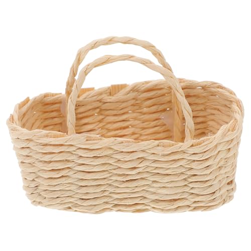 PERSELOSO Mini Rattankorb Puppenhaus Kleiner Behälter Leinen Gewebter Korb Körbe Aufbewahrungsboxen Mini Behälter Aufbewahrungsbehälter Spielzeugkorb Wäschekorb Kleiner Korb von PERSELOSO