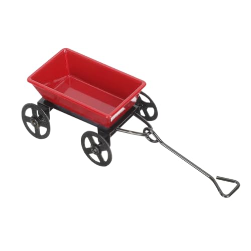 PERSELOSO Mini-eisenanhänger Zubehör DIY -versorgung Mini-Ornament Modell Kleiner Gartenkarren Aus Eisen Dekoratives Eisenkarren-Modell Puppenhaus Schmuck Puppenhaus-gartenkarren Rot von PERSELOSO