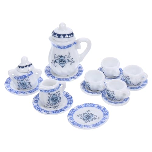 PERSELOSO Miniatur Keramik Teeservice Teilig mit Blauem Blumenmuster Puppenhaus Zubehör Dekoratives Mini Teekrug Realistisch Robust und Wiederverwendbar für Puppenhausküche und PERSELOSO Miniatur Keramik Teeservice Teilig mit Blauem Blumenmuster Puppenhaus Zubehör Dekoratives Mini Teekrug Realistisch Robust und Wiederverwendbar für Puppenhausküche und von PERSELOSO