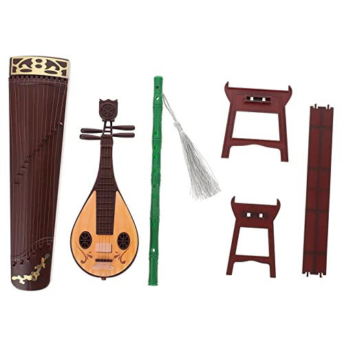 PERSELOSO Miniatur Musikinstrument für Puppen Chinesische Pipa Guzheng Zubehör Kreative Deko für Kinderzimmer und Puppenhäuser aus Hochwertigem Gefertigt von PERSELOSO
