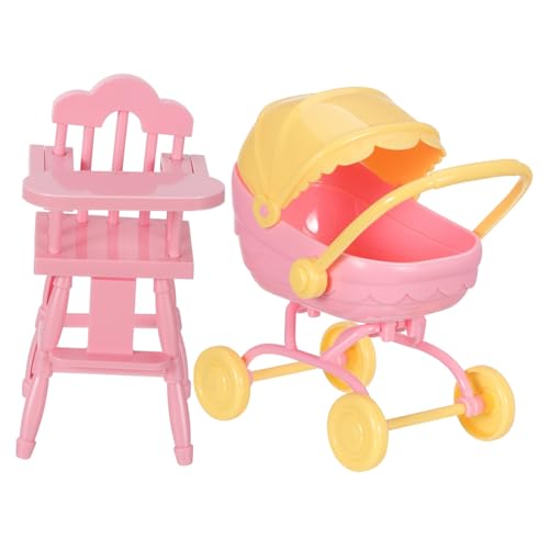 PERSELOSO Miniatur Puppenwagen Realistischer Hochstuhl für Puppen Abs für Kleinkinder Puppenzubehör für Babypuppen Sicher und Stabil für Fantasievolles von PERSELOSO