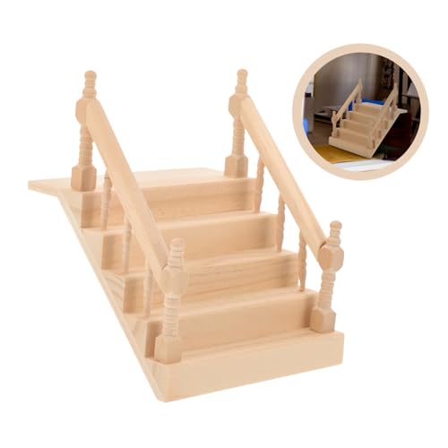 PERSELOSO Miniatur Treppe aus Holz Unlackierte Puppenhaus Treppe für DIY Szenen Kinderspielzeug Sicheres Material für Spielzimmer und Restaurants PERSELOSO Miniatur Treppe aus Holz Unlackierte Puppenhaus Treppe für DIY Szenen Kinderspielzeug Sicheres Material für Spielzimmer und Restaurants von PERSELOSO