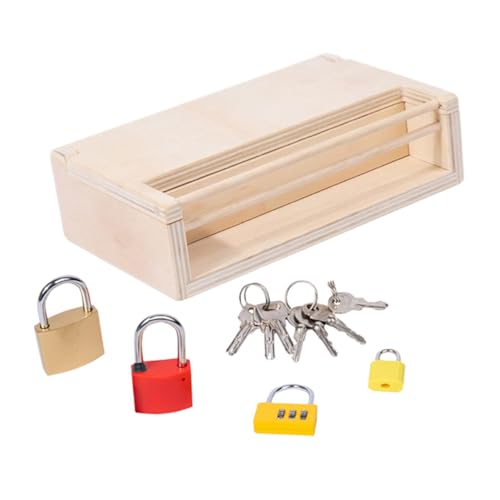 PERSELOSO Montessori Holz Schloss Lernspielzeug mit Bunten Schlüsseln für Kleinkinder Ab Jahr Pädagogisches Aktivitätsset Feinmotorik und Kreativität Robustes Material Geschenk von PERSELOSO