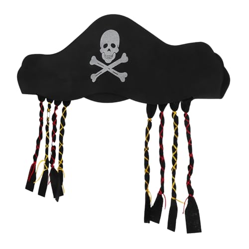 PERSELOSO Piratenhut mit Zöpfen Verstellbare Piratenmütze für Erwachsene für Halloween Cosplay Piratenkostüme und Themenpartys Realistische Gestaltung und Vielseitiges Zubehör von PERSELOSO