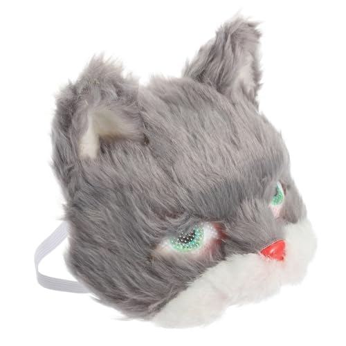 PERSELOSO Plüsch Katzenmaske Cosplay Maske Plüsch Tiermaske Pelziges Karnevals Partykostüm Katzenkostüm Maskenballmaske Massen Katzen Maskenball Partymasken Für Erwachsene von PERSELOSO
