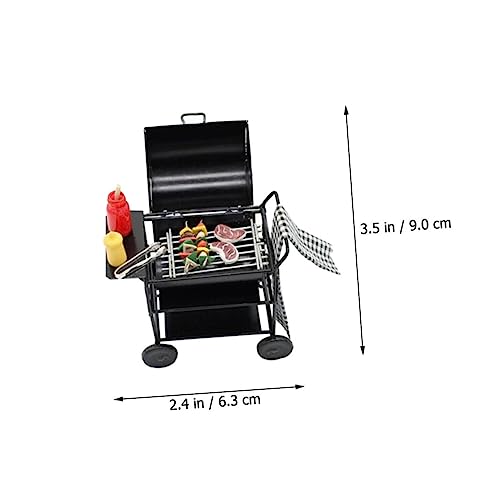 PERSELOSO Puppenhaus Zubehör Simulationsspielzeug Kinderküche Möbel Dekoration Kompaktes Leichtes BBQ Wagen für Kreative Spielszenen von PERSELOSO