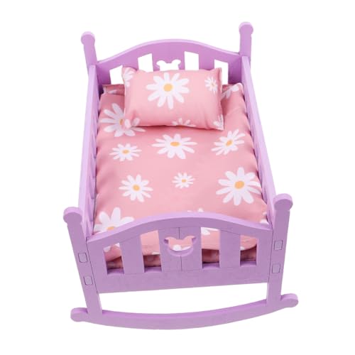 PERSELOSO Puppenhausbett Puppenstubenmöbel Puppenhaus-miniaturen Mini -krippe Mini-hausbett Miniatur-puppenhauszubehör Mini-puppenhauszubehör Schlafzimmermöbelzubehör Puppenmöbel Stoff von PERSELOSO