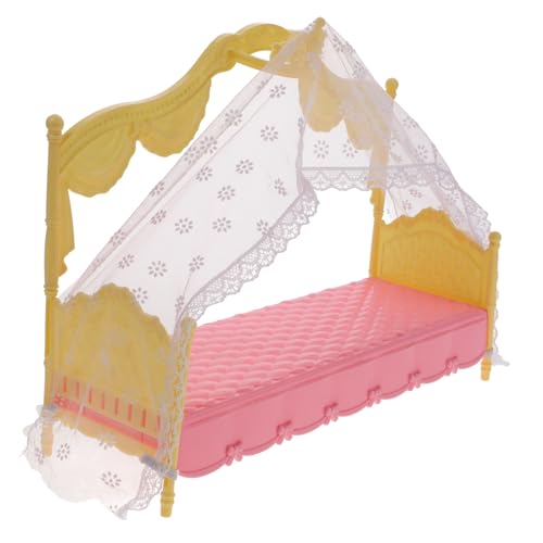 PERSELOSO Puppenmöbel Minibett Miniatur Nachttisch Puppenhaus Mädchen Bausätze Mini- -puppenbett Puppenstubenmöbel Puppenminibett Mini-puppenbett Mini-hausbett Plastik Rosa von PERSELOSO