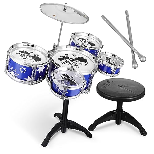 PERSELOSO 21-zoll-5-teiliges Kinderschlagzeug-Set Mit Hocker Kinder-Percussion-Set Musikinstrumente Für Kleinkinder PERSELOSO 21-zoll-5-teiliges Kinderschlagzeug-Set Mit Hocker Kinder-Percussion-Set Musikinstrumente Für Kleinkinder von PERSELOSO