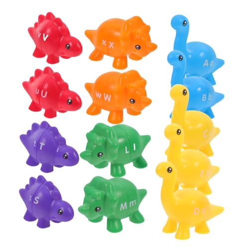 PERSELOSO Teiliges Dinosaurier Alphabet Lernspielzeug für Ab Jahren Montessori Inspiriertes Zahlen und Buchstaben Matching Buntes Cartoon Dino Design Dinosaurier Figuren und Praktischem von PERSELOSO