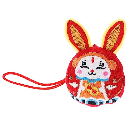 PERSELOSO Wufu-Kaninchen-verzierung Maskottchen des Mondjahres Dekorationen Ausgestopft Plüsch Stofftier-Maskottchen- Hasenpuppe Desktop-kaninchenpuppe Pp Baumwolle Rot von PERSELOSO