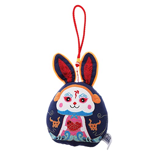 PERSELOSO Wufu-Kaninchen-verzierung Neujahr Stofftier-Maskottchen- Jahr Der Hasenpuppen Desktop-kaninchenpuppe Chinesische Neujahrskaninchenpuppe Plüschtier Blue Pp Baumwolle von PERSELOSO
