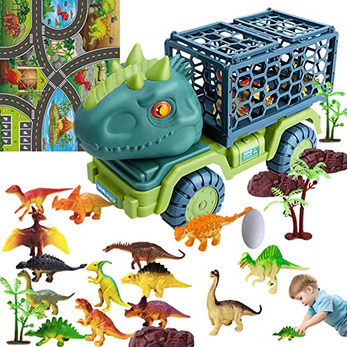 PERTID Dinosaurier-Trucks | Dinosaurier Cars Transport Playset mit Dinosauriern und Spielteppich, Creat Dinosaur World Cars Toy, Dino Car Playset, Spielzeug für Jungen ab 3 Jahren, Kinder Cipliko von PERTID