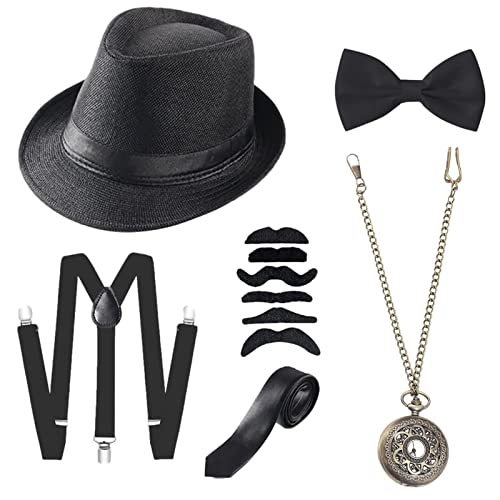 PERTID Gangster Herren | Gatsby Accessoires für Herren | 1920er Jahre Kostüm Zubehör Set Herren Gatsby Y = Rücken brüllende Träger der 20er Jahre Uhr von PERTID