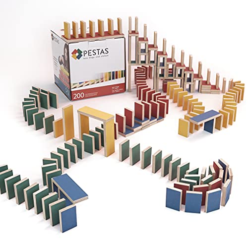 PESTAS Holz-Domino-Steine: 200 nachhaltig produzierte Bausteine aus Birken-Holz, durchdacht bis ins Detail, für Kinder, die richtig gutes Spielzeug lieben. von PESTAS