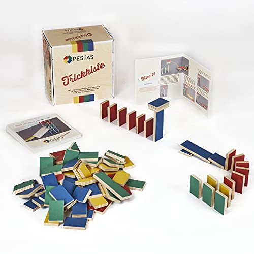 PESTAS-Trickkiste: 100 Holz-Dominosteine und 24 hochwertige Faltkarten mit Fast 30 verschiedenen Dominotricks und Bautechniken von PESTAS