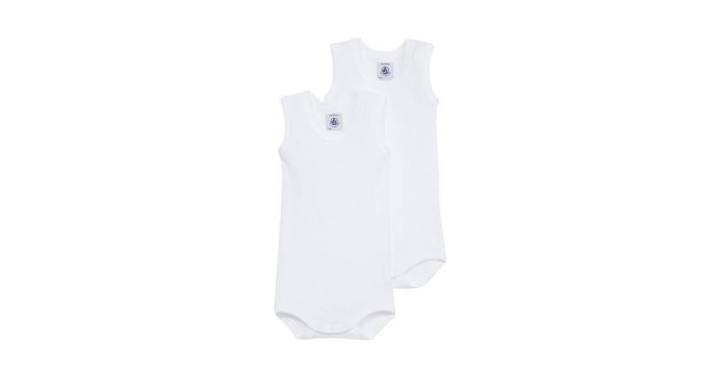 2er-Pack Bodys ohne Arm weiß Gr. 62 von PETIT BATEAU