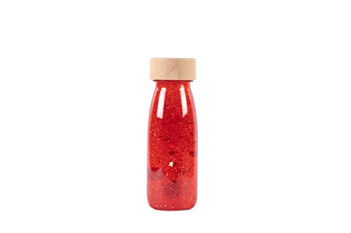 PETIT BOUM - Sensorische Schwimmflasche in roter Farbe | EIN Mikrokosmos in jeder Flasche | Entdecken, zuhören und Lernen | Sinnesstimulation | Sensorische Flaschen für Kinder von PETIT BOUM