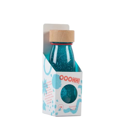 PE BOUM - Sensorische Flasche Float Türkis | EIN Mikrokosmos in jeder Flasche | Entdecken, Zuhören und Lernen | sensorische Stimulation | sensorische Flaschen für Kinder von PETIT BOUM