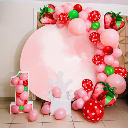 131-Teiliges Erdbeer Ballongirlanden Set, Erdbeer Ballonbogen Rosa und Rot Große Erdbeer Helium Ballon Latex Ballons mit Band und Klebepunkten für Geburtstag Babyparty Hochzeit von PEUTIER