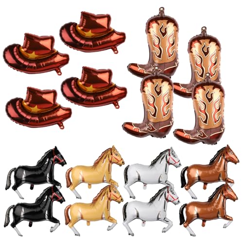 16 Stück Western-Motto-Partyballons, Cowboy-Partydekorationen Groß Cowboystiefel Ballon Hüte Pferdeballon für Cowboy Thema Geburtstag Babyparty Party Dekorationen Zubehör 16 Stück Western-Motto-Partyballons, Cowboy-Partydekorationen Groß Cowboystiefel Ballon Hüte Pferdeballon für Cowboy Thema Geburtstag Babyparty Party Dekorationen Zubehör von PEUTIER