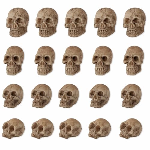 20 Stück Mini-Totenkopfköpfe aus Kunstharz, Halloween Mini Totenkopffiguren Kleine Skelettköpfe Miniatur Skelettköpfe Winzige Totenköpfe für Halloween Mikro Landschaftstischdekoration 20 Stück Mini-Totenkopfköpfe aus Kunstharz, Halloween Mini Totenkopffiguren Kleine Skelettköpfe Miniatur Skelettköpfe Winzige Totenköpfe für Halloween Mikro Landschaftstischdekoration von PEUTIER
